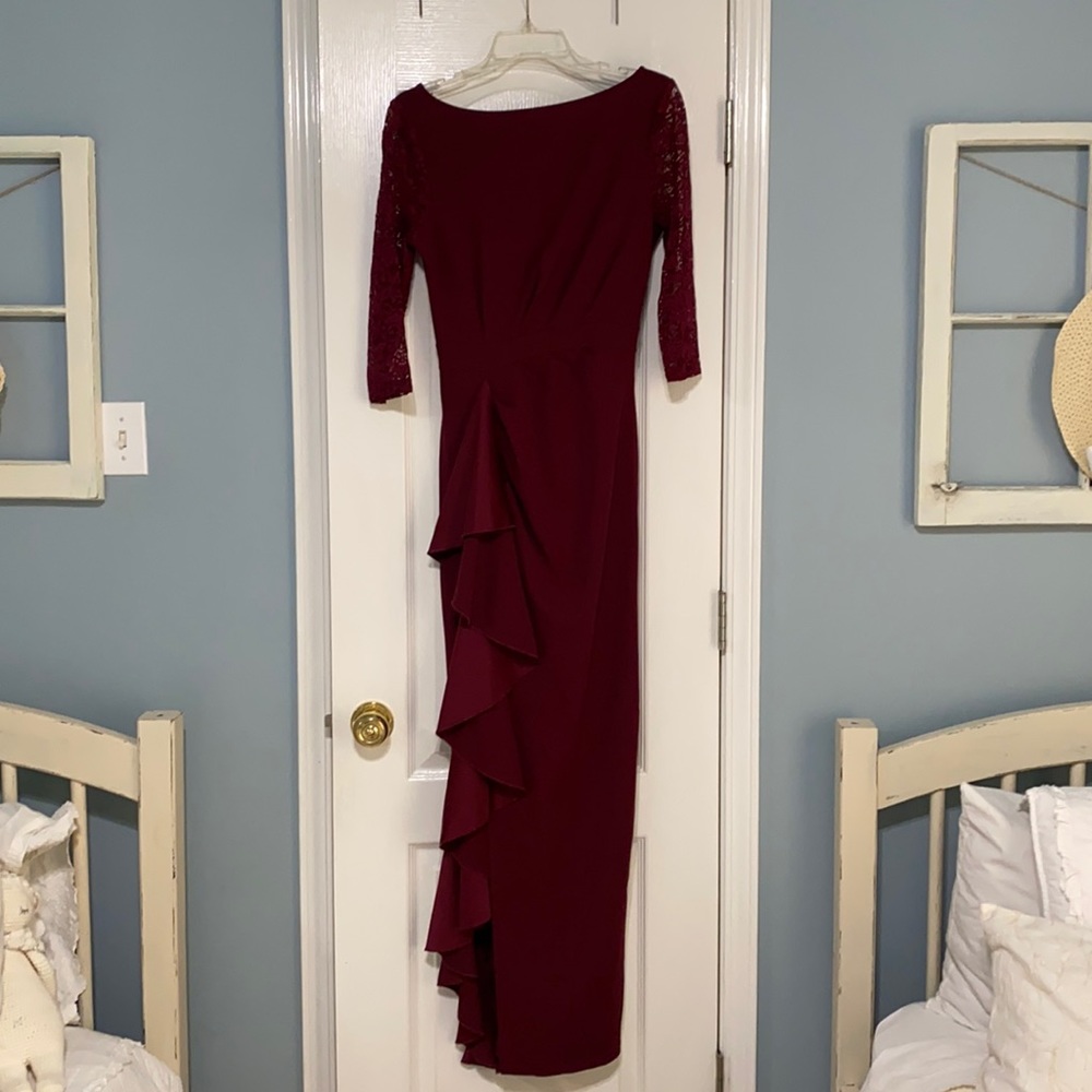 NWT Sz Small Burgundy dress w/ ruffles and Lace